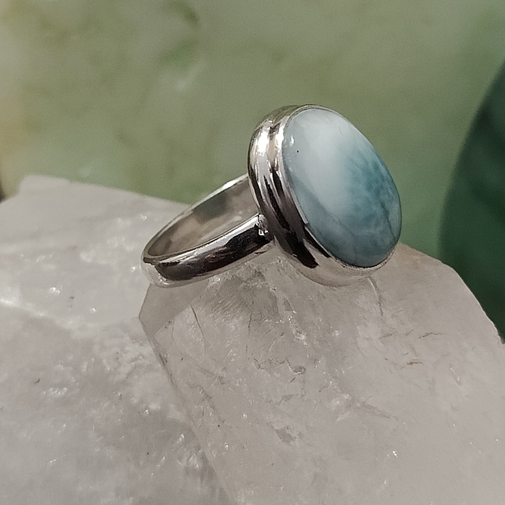 *SOLD* Natural Blue Larimar Ring .925 sz 6 - Picture 10 of 10